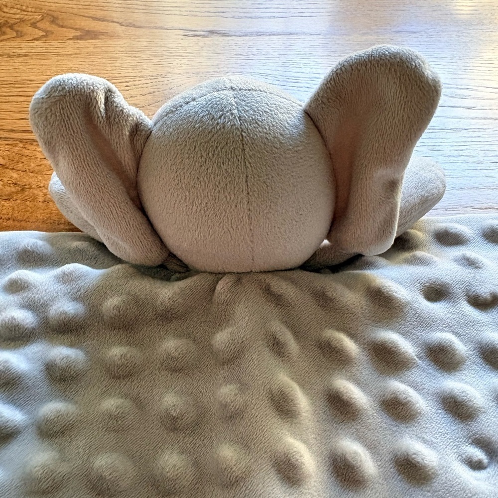 Gray Minky Elephant Baby Lovey Lovie Security Blanket with satin trim - Picture 11 of 17